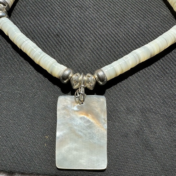 Hand Crafted “One of a Kind” Mother of Pearl & Sterling Silver Necklace - Picture 2 of 4